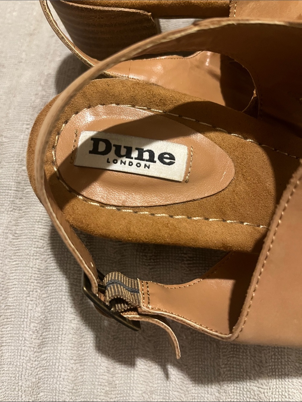 Dune London Tan Leather Block Heel Comfort Sandals -size 40 - Picture 7 of 7